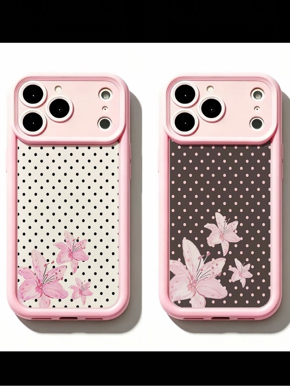 Pink Floral Polka Dot Protective Phone Case